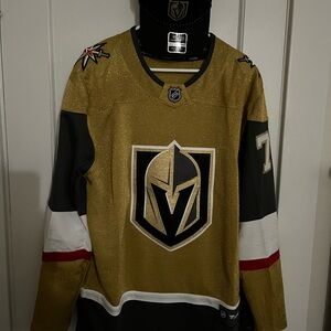 Fanatics Gold and Black Hockey Jersey and Hat
